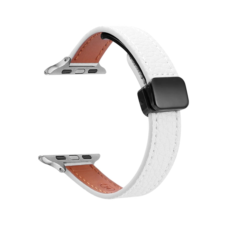 Slim Magnetic Buckle Genuine Leather Watch Band, For Apple Watch 38mm