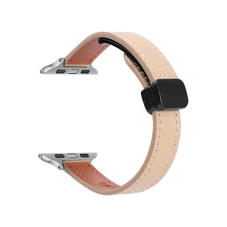 Slim Magnetic Buckle Genuine Leather Watch Band, For Apple Watch 38mm