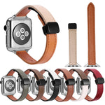Slim Magnetic Buckle Genuine Leather Watch Band, For Apple Watch 38mm