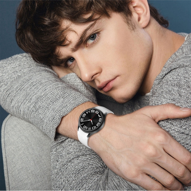 Magnetic Black Buckle Leather Silicone Watch Band, For Samsung Galaxy Watch 6