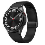 Magnetic Black Buckle Leather Silicone Watch Band, For Samsung Galaxy Watch 6