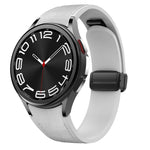 Magnetic Black Buckle Leather Silicone Watch Band, For Samsung Galaxy Watch 6