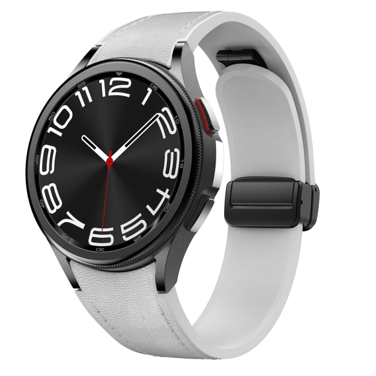 Magnetic Black Buckle Leather Silicone Watch Band, For Samsung Galaxy Watch 6