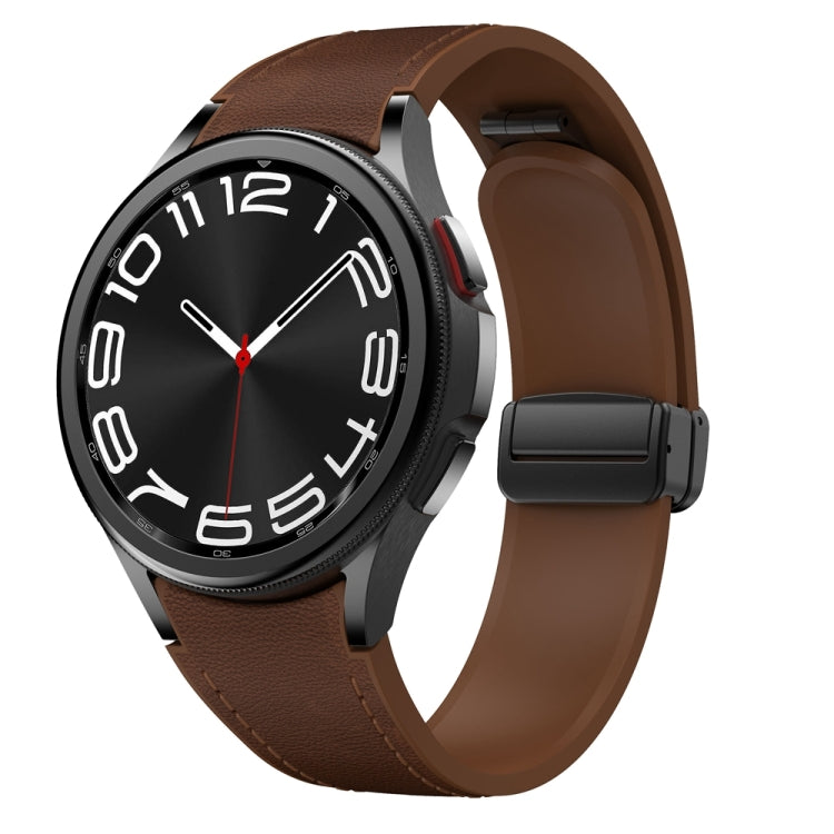 Magnetic Black Buckle Leather Silicone Watch Band, For Samsung Galaxy Watch 6