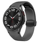 Magnetic Black Buckle Leather Silicone Watch Band, For Samsung Galaxy Watch 6