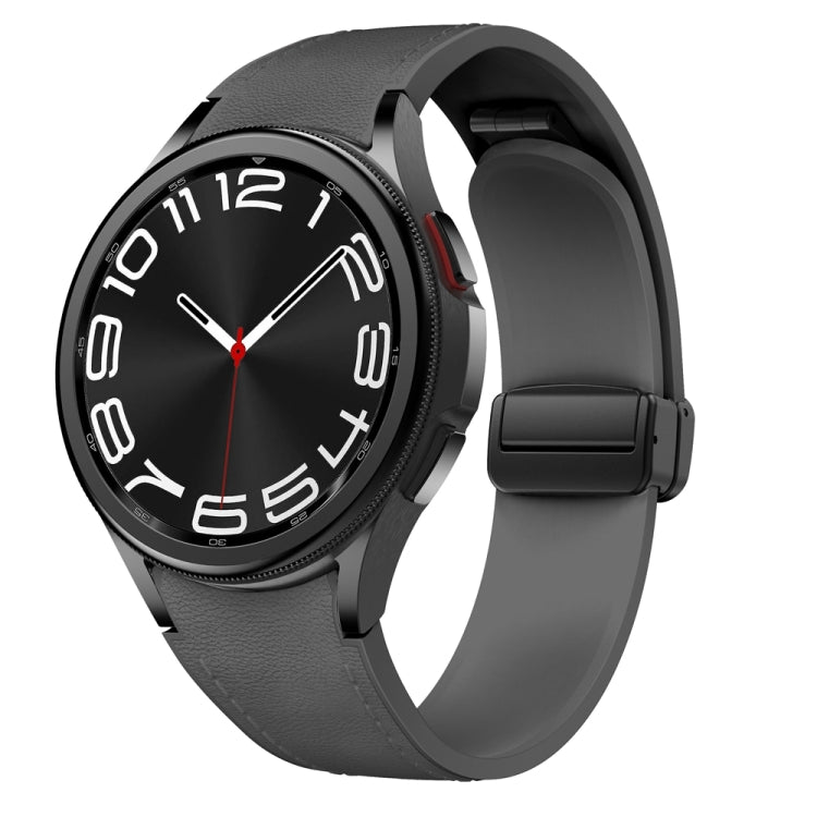 Magnetic Black Buckle Leather Silicone Watch Band, For Samsung Galaxy Watch 6