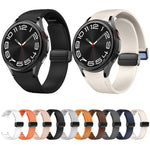 Magnetic Black Buckle Leather Silicone Watch Band, For Samsung Galaxy Watch 6