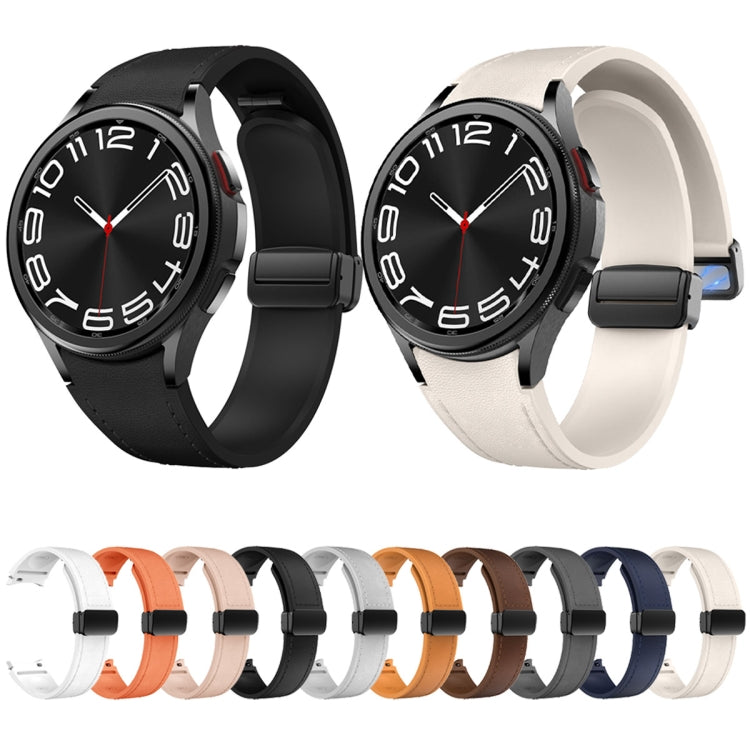 Magnetic Black Buckle Leather Silicone Watch Band, For Samsung Galaxy Watch 6