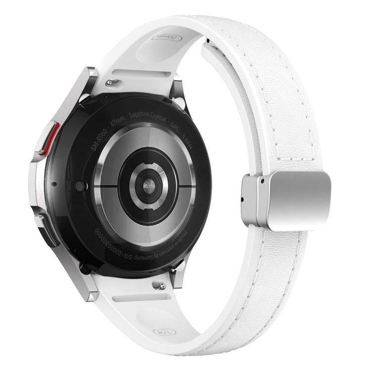 Slim Magnetic Silver Buckle Leather Silicone Watch Band, For Samsung Galaxy Watch 6