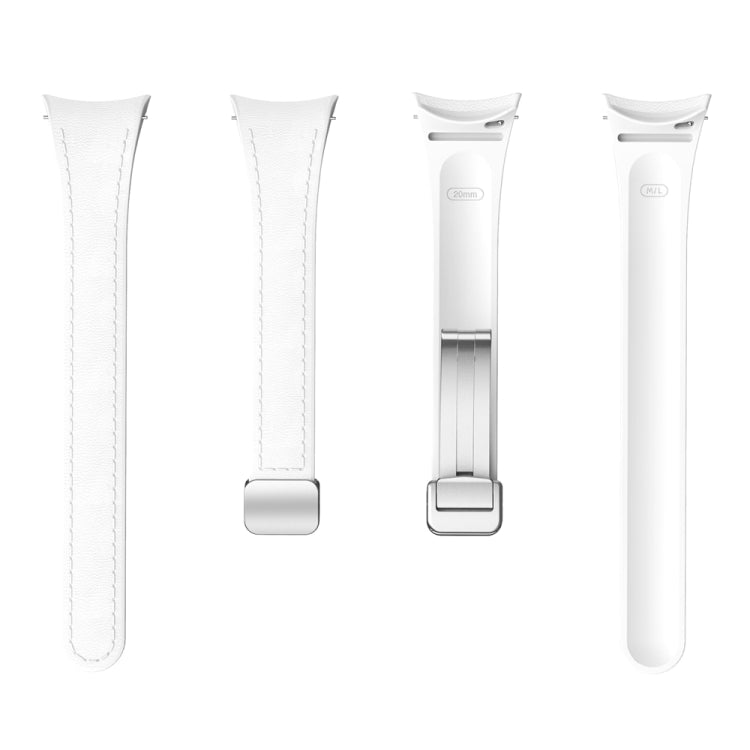 Slim Magnetic Silver Buckle Leather Silicone Watch Band, For Samsung Galaxy Watch 6