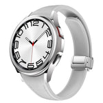 Slim Magnetic Silver Buckle Leather Silicone Watch Band, For Samsung Galaxy Watch 6