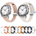 Slim Magnetic Silver Buckle Leather Silicone Watch Band, For Samsung Galaxy Watch 6