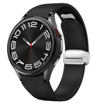 Magnetic Silver Buckle Leather Silicone Watch Band, For Samsung Galaxy Watch 6