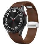 Magnetic Silver Buckle Leather Silicone Watch Band, For Samsung Galaxy Watch 6