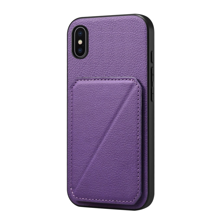 غطاء هاتف بحامل بطاقتين بنقشة جلد عجل D04، لهواتف iPhone 11، iPhone 11 Pro، iPhone X / XS، iPhone XR، iPhone XS Max، iPhone 7 Plus / 8 Plus
