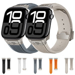 Vertical Texture Titanium Buckle Elastic Silicone Watch Band, For Apple Watch SE 44mm, For Apple Watch Series 6 44mm, For Apple Watch Series 5 44mm, For Apple Watch Series 4 44mm, For Apple Watch Series 3 42mm, For Apple Watch Series 2 42mm            ...