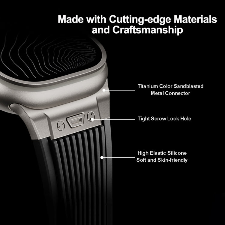 Vertical Texture Titanium Buckle Elastic Silicone Watch Band, For Apple Watch SE 44mm, For Apple Watch Series 6 44mm, For Apple Watch Series 5 44mm, For Apple Watch Series 4 44mm, For Apple Watch Series 3 42mm, For Apple Watch Series 2 42mm            ...