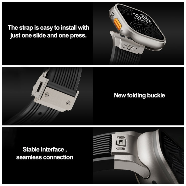 Vertical Texture Titanium Buckle Elastic Silicone Watch Band, For Apple Watch SE 44mm, For Apple Watch Series 6 44mm, For Apple Watch Series 5 44mm, For Apple Watch Series 4 44mm, For Apple Watch Series 3 42mm, For Apple Watch Series 2 42mm            ...