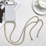 غطاء هاتف مغناطيسي MagSafe من PC + TPU مع حبل معصم، لهواتف iPhone Air، iPhone 16 Pro Max، iPhone 16 Pro، iPhone 16 Plus