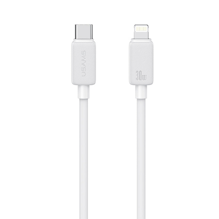 USAMS US-SJ697 كابل شحن سريع ونقل بيانات USB-C / Type-C إلى 8 دبابيس بقوة 30 واط مخطط، 1 متر، 2 متر، 3 متر
