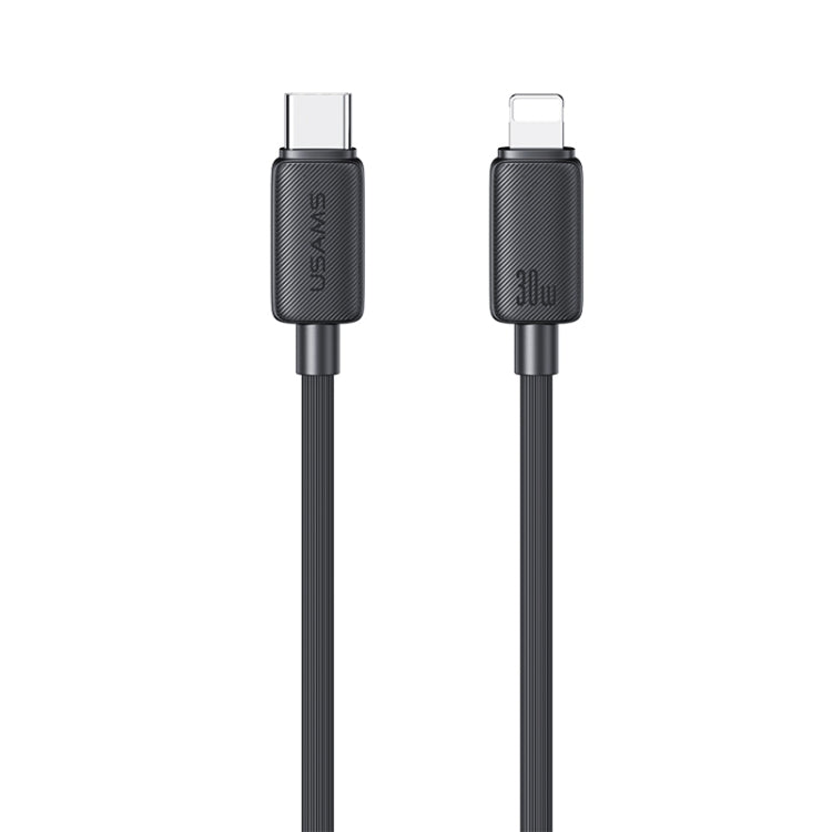 USAMS US-SJ697 كابل شحن سريع ونقل بيانات USB-C / Type-C إلى 8 دبابيس بقوة 30 واط مخطط، 1 متر، 2 متر، 3 متر