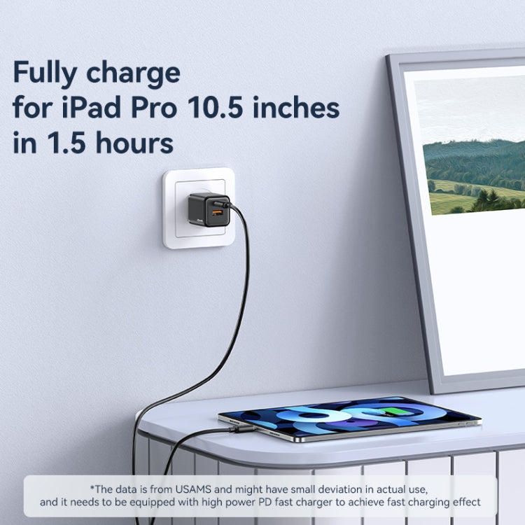 USAMS US-SJ697 كابل شحن سريع ونقل بيانات USB-C / Type-C إلى 8 دبابيس بقوة 30 واط مخطط، 1 متر، 2 متر، 3 متر