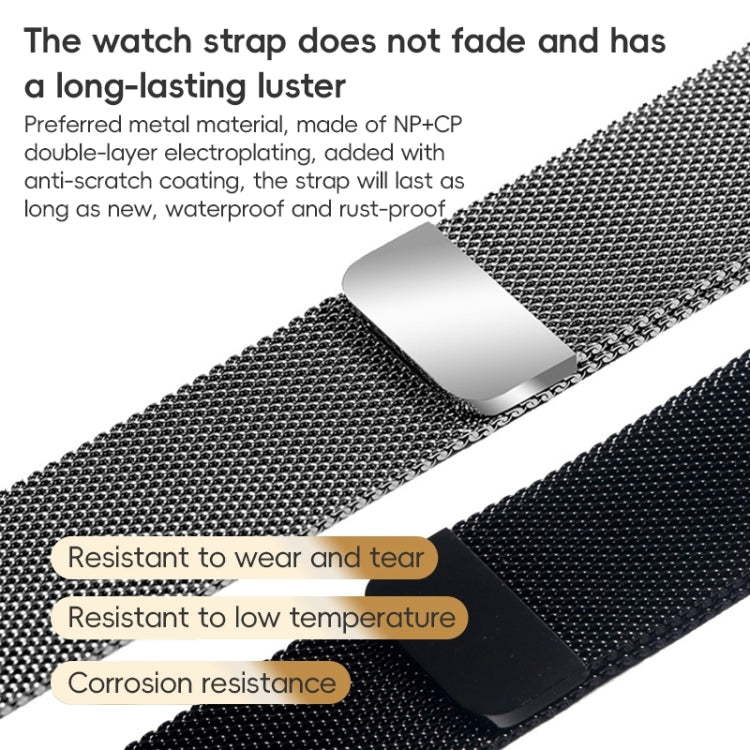 ZGA Milanese Magnetic Metal Watch Band, For Apple Watch Series 10 46mm, For Apple Watch Series 10 42mm, For Apple Watch SE 2023 44mm, For Apple Watch Ultra 2 49mm, For Apple Watch Series 9 45mm, For Apple Watch Ultra 49mm, For Apple Watch Series 8 45mm...