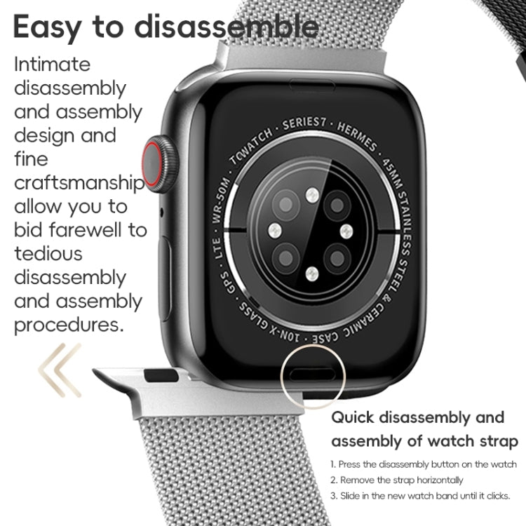 ZGA Milanese Magnetic Metal Watch Band, For Apple Watch Series 10 46mm, For Apple Watch Series 10 42mm, For Apple Watch SE 2023 44mm, For Apple Watch Ultra 2 49mm, For Apple Watch Series 9 45mm, For Apple Watch Ultra 49mm, For Apple Watch Series 8 45mm...