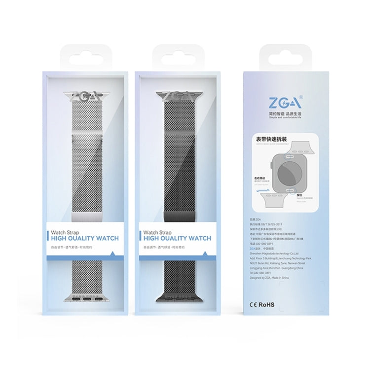 ZGA Milanese Magnetic Metal Watch Band, For Apple Watch Series 10 46mm, For Apple Watch Series 10 42mm, For Apple Watch SE 2023 44mm, For Apple Watch Ultra 2 49mm, For Apple Watch Series 9 45mm, For Apple Watch Ultra 49mm, For Apple Watch Series 8 45mm...