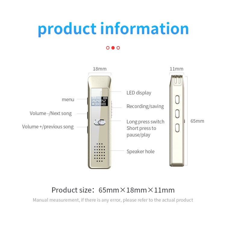 JNN Q7 Mini Portable Voice Recorder with OLED Screen, 4GB, 8GB, 16GB, 32GB