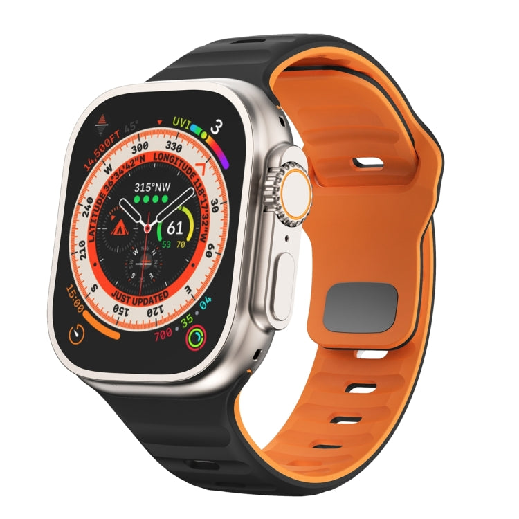 Wave Texture Reverse Buckle Silicone Watch Band, For Apple Watch Ultra 2 49mm, For Apple Watch Series 9 45mm, For Apple Watch Series 9 41mm, For Apple Watch Ultra 49mm