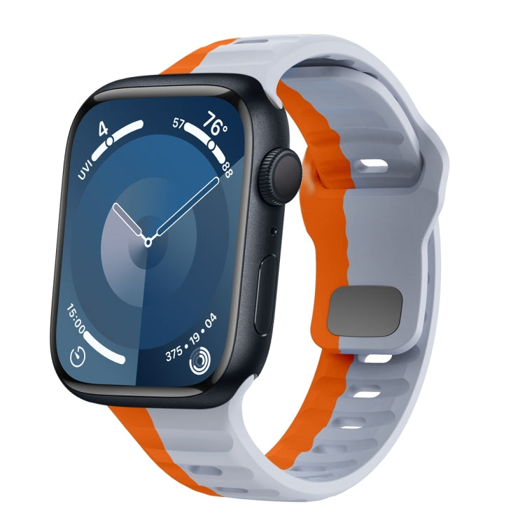 Wave Texture Reverse Buckle Silicone Watch Band, For Apple Watch Ultra 2 49mm, For Apple Watch Series 9 45mm, For Apple Watch Series 9 41mm, For Apple Watch Ultra 49mm