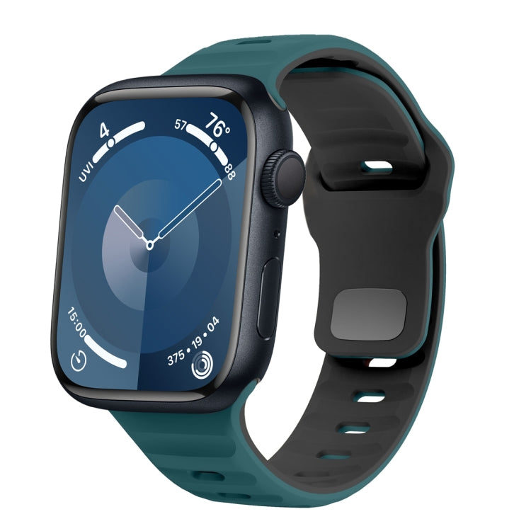 Wave Texture Reverse Buckle Silicone Watch Band, For Apple Watch Ultra 2 49mm, For Apple Watch Series 9 45mm, For Apple Watch Series 9 41mm, For Apple Watch Ultra 49mm