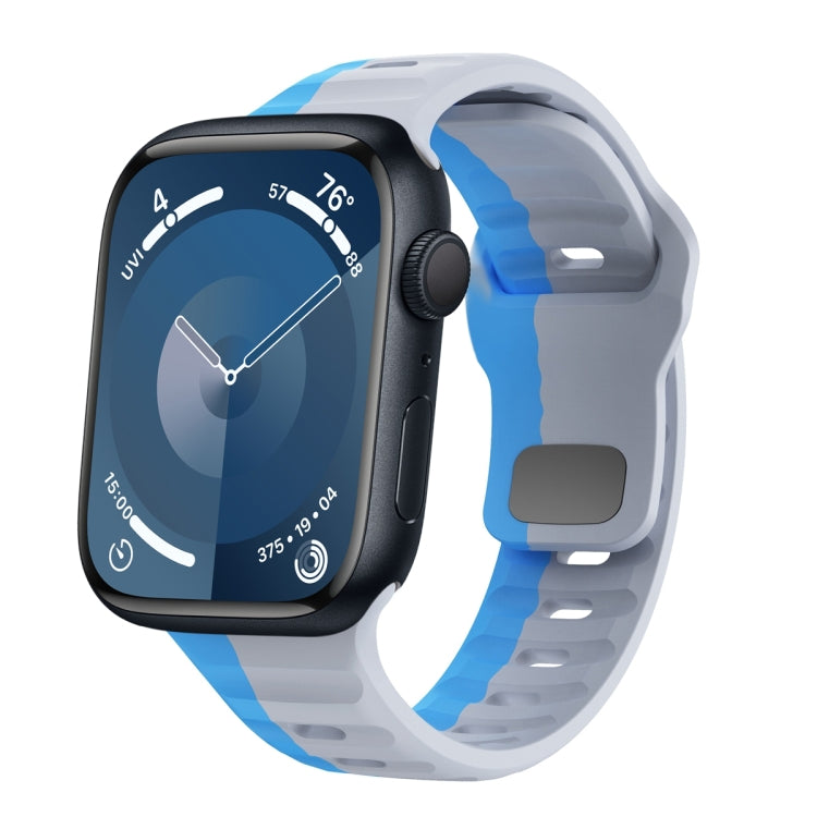Wave Texture Reverse Buckle Silicone Watch Band, For Apple Watch Ultra 2 49mm, For Apple Watch Series 9 45mm, For Apple Watch Series 9 41mm, For Apple Watch Ultra 49mm