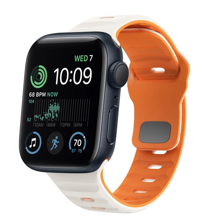 Wave Texture Reverse Buckle Silicone Watch Band, For Apple Watch Series 8 41mm, For Apple Watch Series 8 45mm, For Apple Watch SE 2022 40mm, For Apple Watch SE 2022 44mm