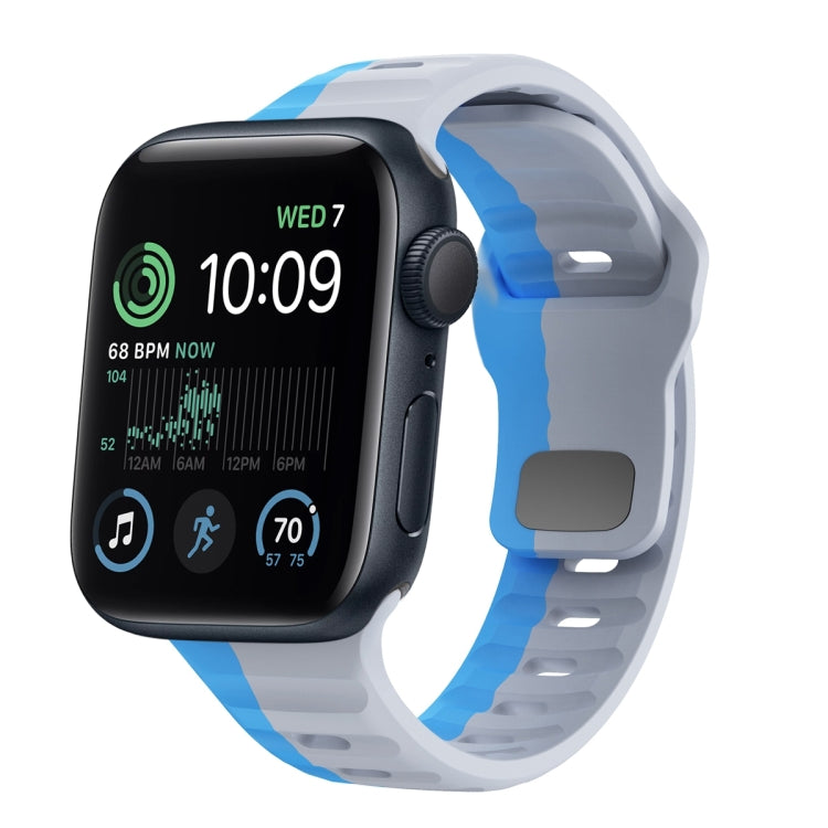 Wave Texture Reverse Buckle Silicone Watch Band, For Apple Watch Series 8 41mm, For Apple Watch Series 8 45mm, For Apple Watch SE 2022 40mm, For Apple Watch SE 2022 44mm