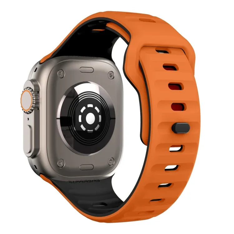 Wave Texture Reverse Buckle Silicone Watch Band