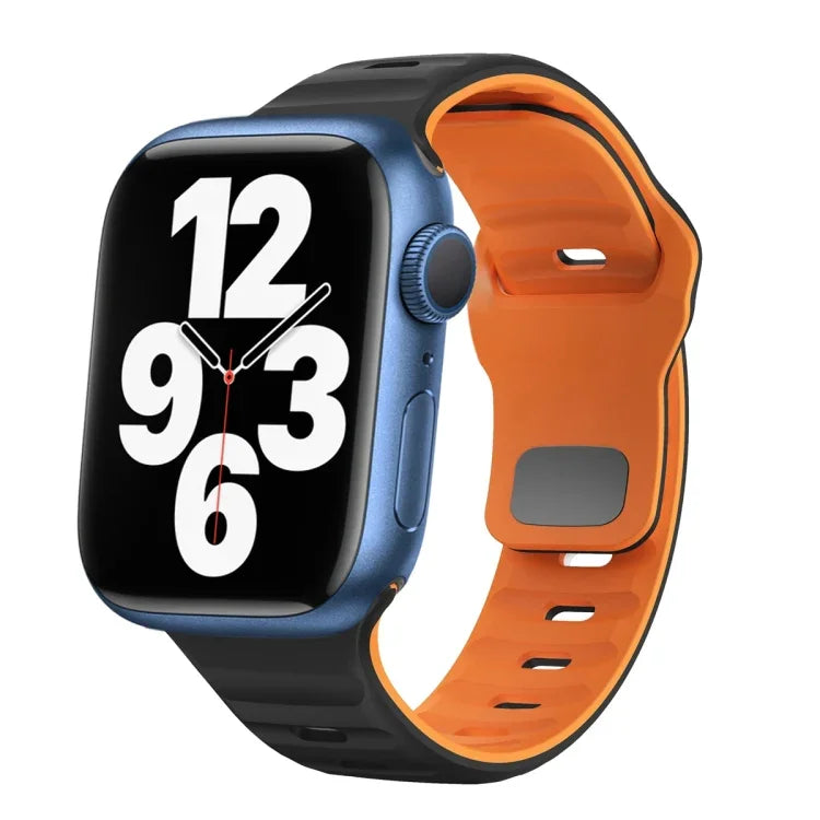 Wave Texture Reverse Buckle Silicone Watch Band