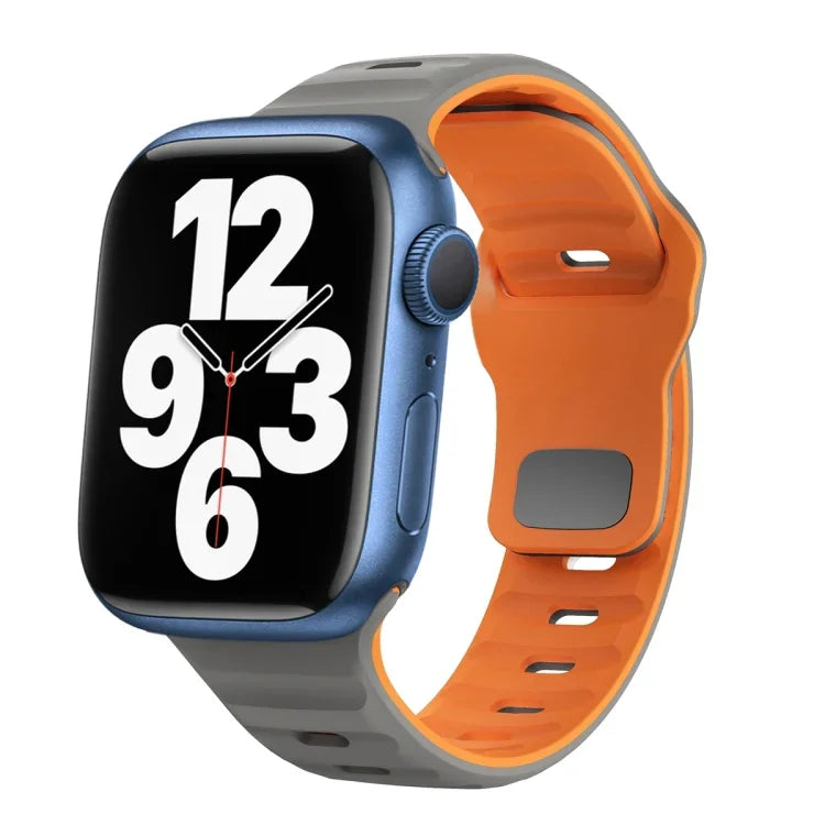 Wave Texture Reverse Buckle Silicone Watch Band