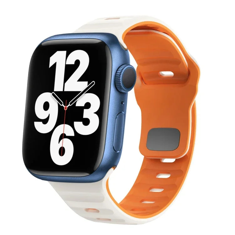 Wave Texture Reverse Buckle Silicone Watch Band