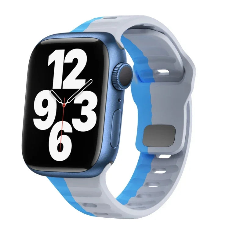 Wave Texture Reverse Buckle Silicone Watch Band