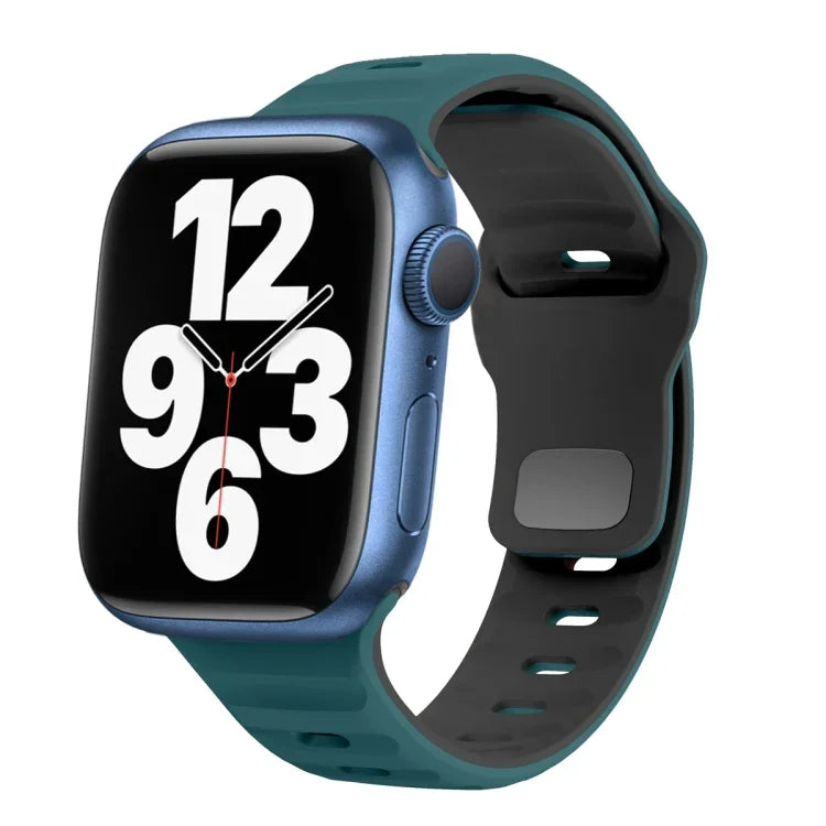 Wave Texture Reverse Buckle Silicone Watch Band