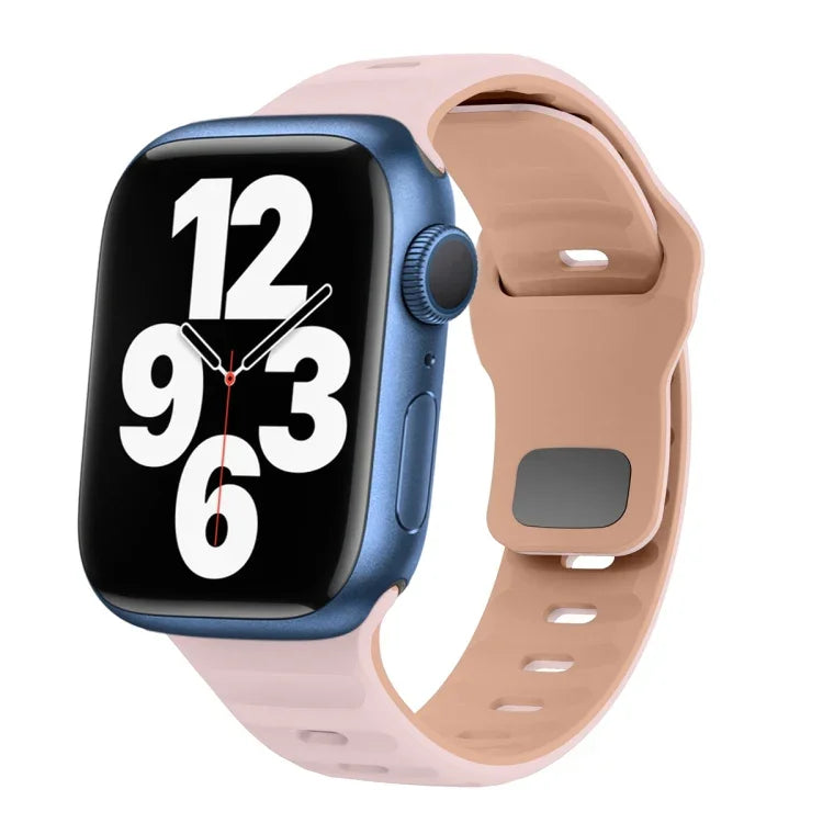 Wave Texture Reverse Buckle Silicone Watch Band