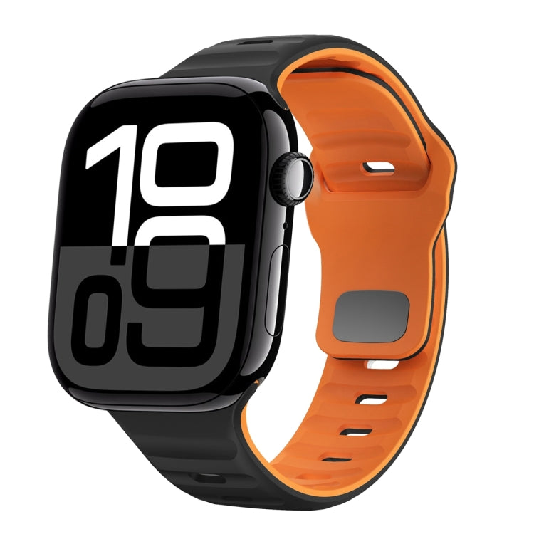 Wave Texture Reverse Buckle Silicone Watch Band, For Apple Watch Series 10 46mm, For Apple Watch Series 10 42mm, For Apple Watch SE 2023 44mm, For Apple Watch SE 2023 40mm