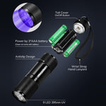 Mini 9 LEDs 395nm Ultraviolet Ray Detection Flashlight, 9 LEDs UV-ray