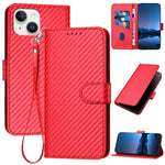 غطاء هاتف من الجلد مع إبزيم من ألياف الكربون وحبل معلق، لهواتف iPhone 13 Pro Max، iPhone 13 Pro، iPhone 13، iPhone 13 mini، iPhone 12 / 12 Pro، iPhone 12 Pro Max