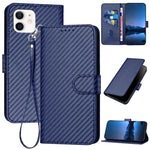 غطاء هاتف من الجلد مع إبزيم من ألياف الكربون وحبل معلق، لهواتف iPhone 13 Pro Max، iPhone 13 Pro، iPhone 13، iPhone 13 mini، iPhone 12 / 12 Pro، iPhone 12 Pro Max