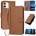 غطاء هاتف من الجلد مع إبزيم من ألياف الكربون وحبل معلق، لهواتف iPhone 13 Pro Max، iPhone 13 Pro، iPhone 13، iPhone 13 mini، iPhone 12 / 12 Pro، iPhone 12 Pro Max