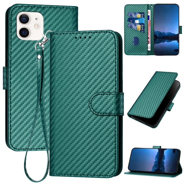 غطاء هاتف من الجلد مع إبزيم من ألياف الكربون وحبل معلق، لهواتف iPhone 13 Pro Max، iPhone 13 Pro، iPhone 13، iPhone 13 mini، iPhone 12 / 12 Pro، iPhone 12 Pro Max