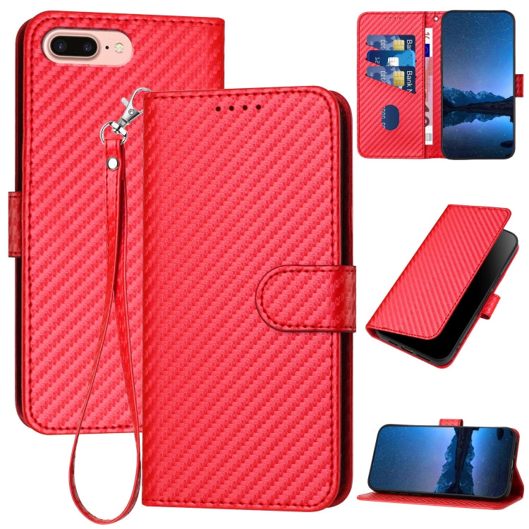 غطاء هاتف من الجلد مع إبزيم من ألياف الكربون وحبل معلق، لهواتف iPhone XS Max، iPhone 8 Plus / 7 Plus